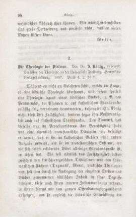 98-101 [Rezension] König, Joseph, Die Theologie der Psalmen