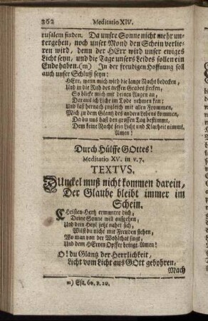 Durch Hülffe Gottes! Meditatio XV.