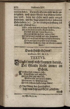 Durch Hülffe Gottes! Meditatio XV.