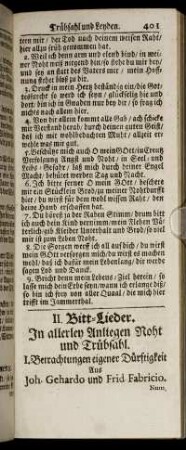 II. Bitt-Lieder. In allerley Anliegen Noht und Trübsahl.