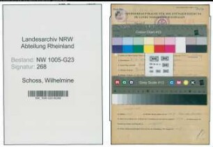 Entnazifizierung Wilhelmine Schoss , geb. 09.01.1911 (Schneiderin)