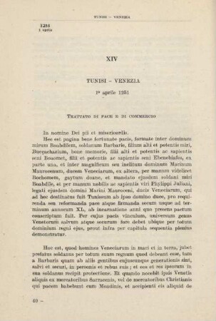 XIV Tunisi - Venezia 1° aprile 1251