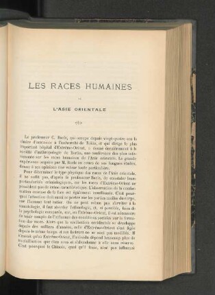 Les Races Humaines De Ö'Asie Orientale.