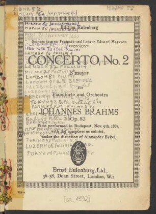 Concerto, no. 2 B♭ major for pianoforte and orchestra : op. 83