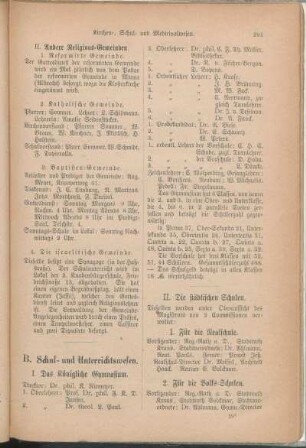 B. Schul- und Unterrichtswesen.