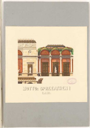 Erweiterung der Museumsinsel, Berlin Schinkelwettbewerb 1882: Museum für Nachklassische Kunst. Innenraum, Detail (Schnitt)