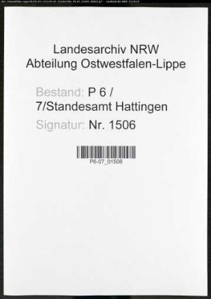 Sterberegister Standesamt Hattingen