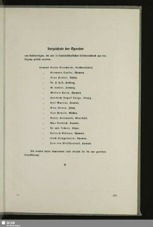 Verzeichnis der Spender