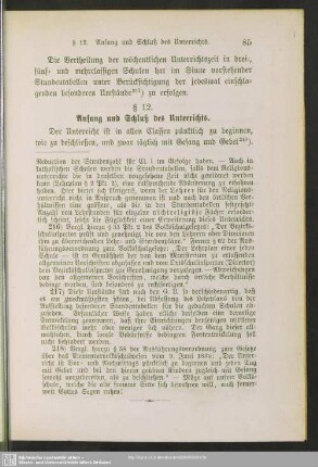 § 12. Anfang und Schluß des Unterrichts