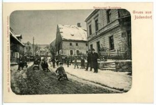 Jüdendorf. Restaurant Nordstern - Rodelnde Kinder