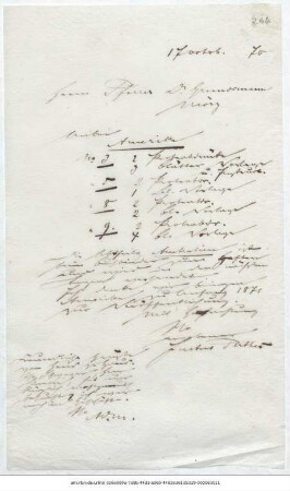 Brief von Justus Perthes' Geographische Anstalt  an Reinhold Grundemann : Gotha, 17.11.1870 ; [Kopie]