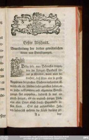 Erster Abschnitt. Beurtheilung der bisher gewöhnlichen Arten von Bevestigungen.