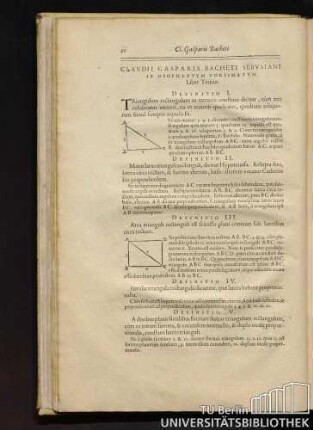Claudii Gasparis Bacheti Sebusiani In Diophantum Porismatum Liber Tertius.