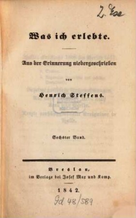 Was ich erlebte : aus der Erinnerung niedergeschrieben, 6