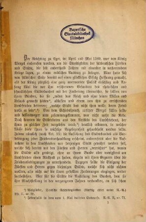 Die Politik der Reichsstädte des früheren Schwäbischen Städtebundes seit dem Egerer Landfrieden bis zur Anerkennung König Ruprechts : 1389 - 1401