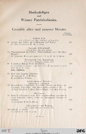 Gemälde alter und neuerer Meister (Nr. 87-184)
