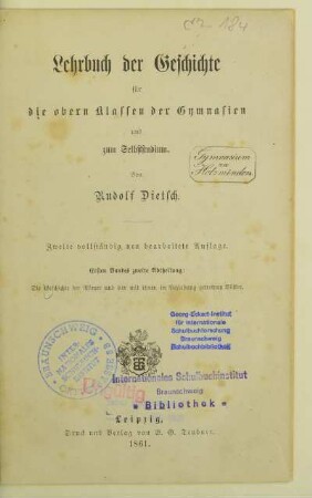 Bd. 1, Abth. 2: Die Geschichte der Römer und der mit ihnen in Beziehung getretnen Völker