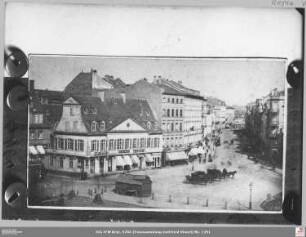 Zeil von der Hauptwache aus nach Osten, links Zeil 74 (jetzt Zeil 116)