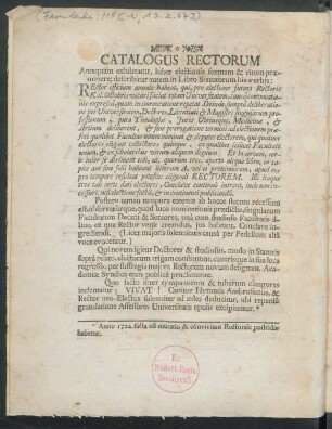 Catalogus Rectorum