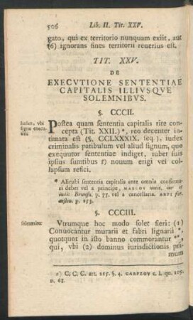 Tit. XXV. De Executione Sententiae Capitalis Illiusque Solemnibus