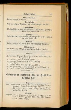 Gesandtschaften auswärtiger Höfe am kurfürstlich-hessischen Hofe.