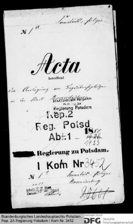 Anlegung von Begräbnisplätzen in Brandenburg (Havel)