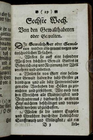Sechste Woch. Von den Gewalthaberen oder Gewalten