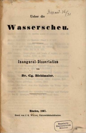 Über die Wasserscheu