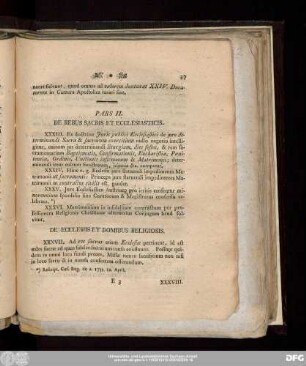 Pars II. De Rebus Sacris Et Ecclesiasticis.