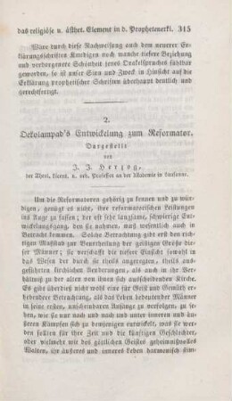 315-426 Oekolampad's Entwickelung zum Reformator