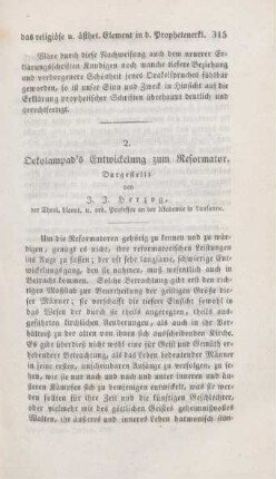 315-426 Oekolampad's Entwickelung zum Reformator