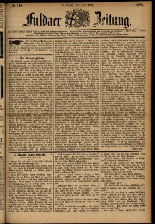 Ausgabe vom Mittwoch, den 27. Mai 1885.