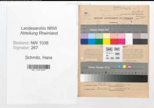 Entnazifizierung Hans Schmitz , geb. 23.05.1906 (Kaufmaennischer Angestellter)