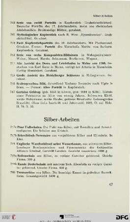 Silber-Arbeiten (Nr. 747a-749h)