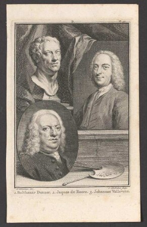 Porträt Baltasar Denner, Jacques de Roore und Johannes Vollevens