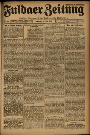 Erste Ausgabe vom Samstag, den 19. Juli 1924.