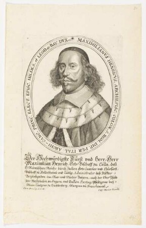 Bildnis des Maximilianvs Henricvs Archiepisc. Colon.