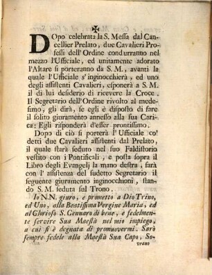 Rituale per darsi la Croce ... a'Cavalieri ... di S. Gennaro