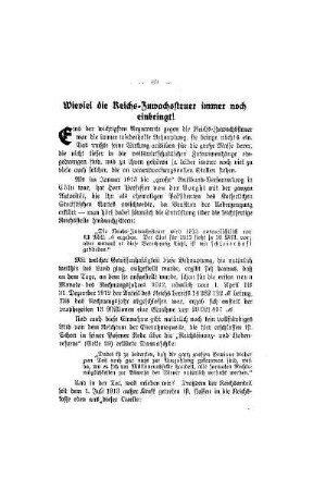 Wieviel die Reichs-Zuwachssteuer immer noch einbringt!