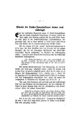 Wieviel die Reichs-Zuwachssteuer immer noch einbringt!