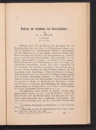 Beitrag zur Kenntniss des Kieselschiefers