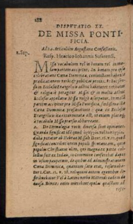 Disputatio XX. De Missa Pontificia.
