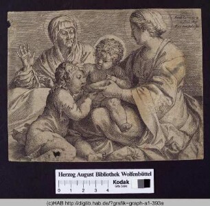 Maria mit dem Kind, die heilige Anna und der trinkende Johannes der Täufer.