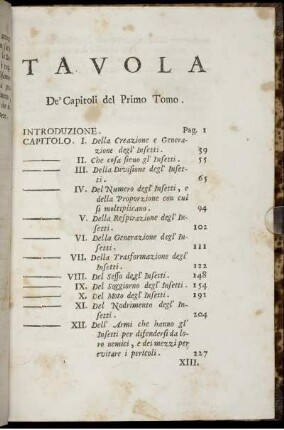 Tavola De' Capitoli del Primo Tomo.