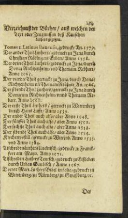 Verzeichnuß der Bücher/ ...