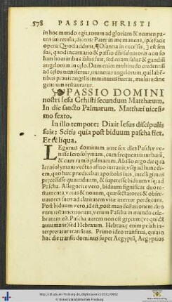 Passio Domini nostri Iesu Christi secundum Matthæum