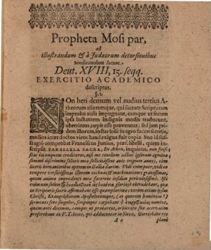 Nāvî' ke-Moše Sive, Propheta Mosi Par : ad illustrandum ... locum Deut. XVIII, 15. seqq. Exercitio Academico descriptus