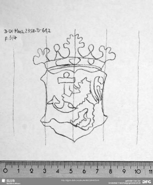W-Dl-538 Löwe + Anker im Schild (gekrönt)