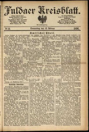 Erste Ausgabe vom Donnerstag, den 13. Februar 1896.