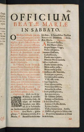 CLIX-CLXVIII, Officium Beatae Mariae in sabbato